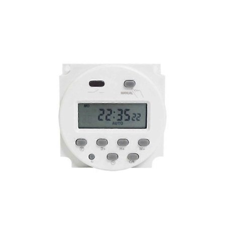 CN101A DC 12V 16A Digital LCD Strøm Programmerbar Timer Tidsrelæ Kontakt Hvid Fk