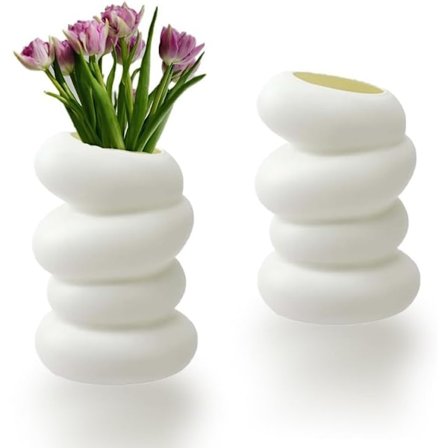 2 stk. Elegante Nordisk-Inspirerte Spiralformede Hvite Plastvaser for Hjem- og Kjøkkendekor - Ideell for Stue- og Soveromsestetikk