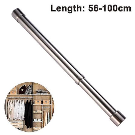 56-100cm Utrekkbar Klesstang Garderobe Klesstang Rustfritt Stål Spennstang, Garderobeskap Rør For Garderobe, Dusj, Balkong