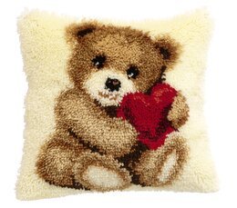 Knüpfkissen Teddy mit Herz