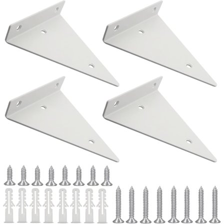 Hyldebeslag, 4 stk., Hvid trekant usynlig jern Heavy Duty