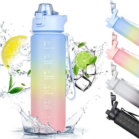 Vandflaske, Sportsvandflaske 1L med Motiverende Tid