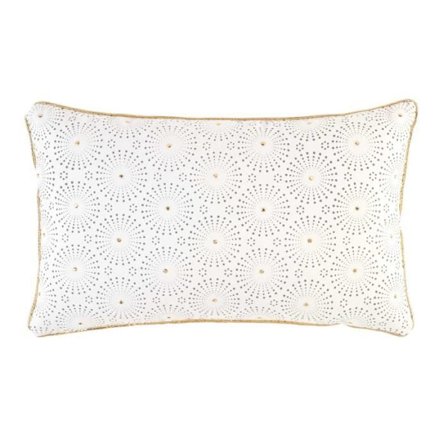 Dekorativ pude - INDEHOLDENS BLØDHED - Aftageligt 30x50 cm - Stjerneprint - Guldkant - Indendørs