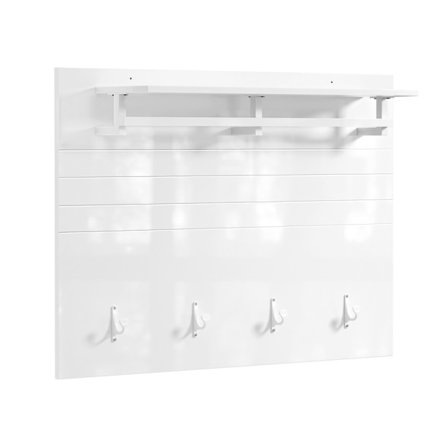 SoBuy Vægmonteret knagerække med 1 hylde i hvid 100x20x70cm, moderne FHK36-W