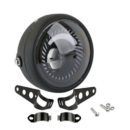 Motorsykkel Cafe Racer Bobber 6,5 tommers LED-frontlys Spiral Hvit Sidemontert Brakett