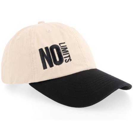 Iconic - Beige unconstructed Keps - No Limits Stone Washed Stone/Black Dad Cap @ Hatstore