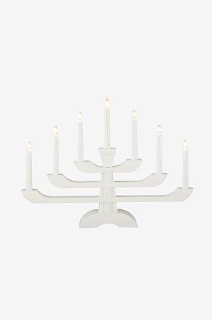 Jotex - El-lysestake 7 lys tre 39 cm Matt hvit hvit - Kjøp Adventsstaker hos Jotex