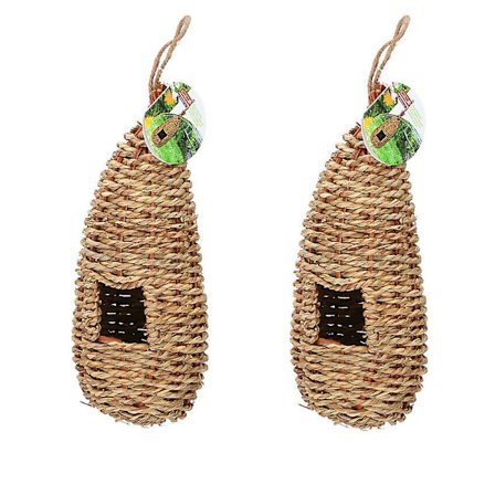 23cm Fågelholk i Naturlig Korg Hängande Fågelbo