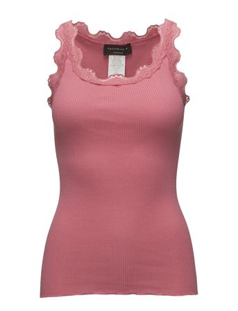 Silk Top W/ Lace T-shirts & Tops Sleeveless Rosa Rosemunde*Betinget Tilbud