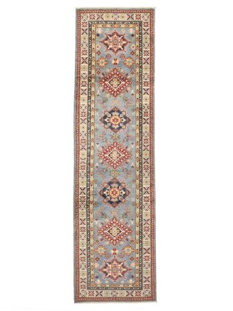 Hand Knotted Kazak Fine Rug 82X296 Wool Brown/Dark Grey Small