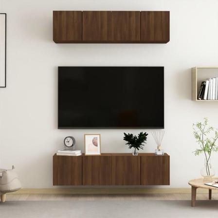 Vidaxl Tv-skåp 4 St Brun Ek 60x30x30 Cm Konstruerat Trä Brun