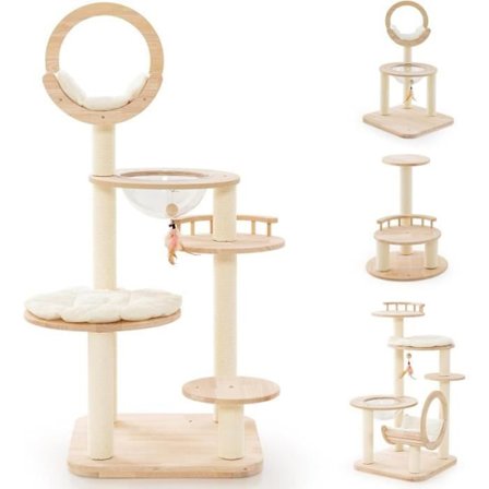 COSTWAY 4 i 1 konvertible kattetræ i flere niveauer, kattetårn med kradsestolpe, aftagelig måtte, killingeaktivitetscenter