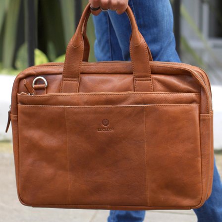 Tan California Laptop Bag for Men - Leather bags