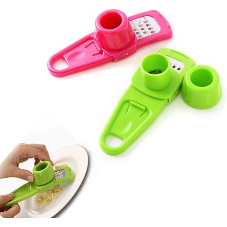 2-pack vitlökspress (grön, rosa) kompatibel med köksredskap