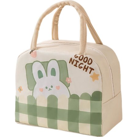 Søt kanin dame lunsjpose, estetisk gjenbrukbar lunsjpose, BPA-fri matboks, isolert lunsjveske - 9.05X5.11X7.48 tommer