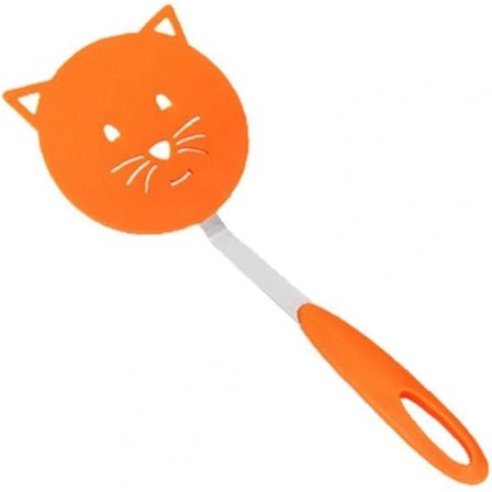 Rustfrit Stål Katteformet Fisk Spatel Turner Metal Spatel Spalte Turner Køkken Spatel Til Pandekage Burger Æg (orange1pc)