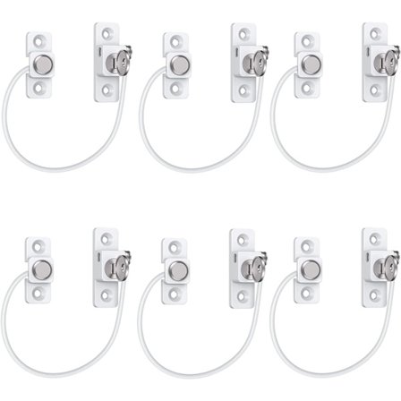 6 stk. UPVC børnesikring til vinduer med skruer og nøgler til børnesikring - perfekt til hjemmet, offentlige og kommercielle anvendelser - hvid