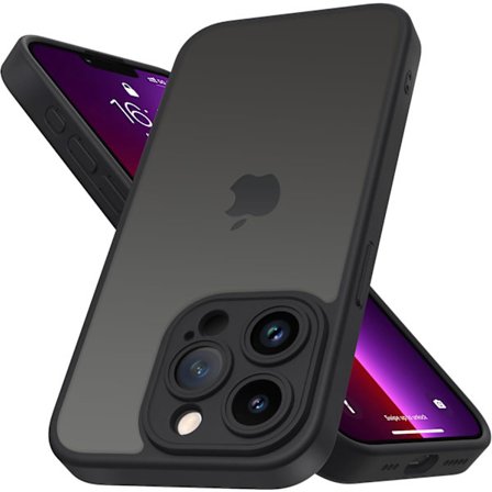 iPhone 13 Pro Max Cover med fuld kameralinsebeskyttelse med anti-fingeraftryk mat bagside 6,7 tommer - Sort