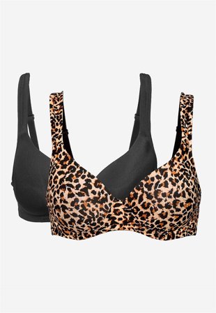 Cellbes of Sweden - T-shirt-bh 2-pack - leopard + svart - för damer - 70B