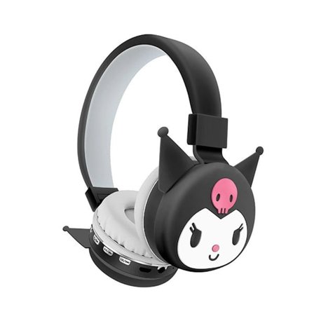 Kuromi Bluetooth-hodetelefoner for barn - Trådløst on-ear headset, komfortable musikk- og spillhodetelefoner for barn, svart