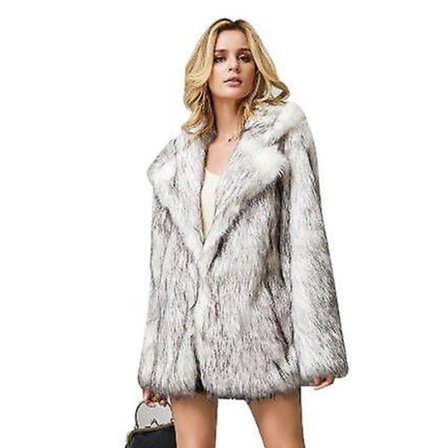 Kvinner, hvit svart tupp i fuskepels imitert pels