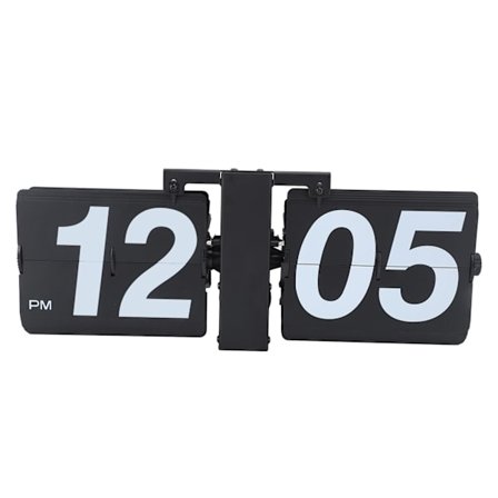 Flipklokke PVC-batteri i rustfritt stål Retro Mekanisk Digital Automatisk Flip Down Skrivebordsklokke for Stue Soverom Kontor Helt Svart