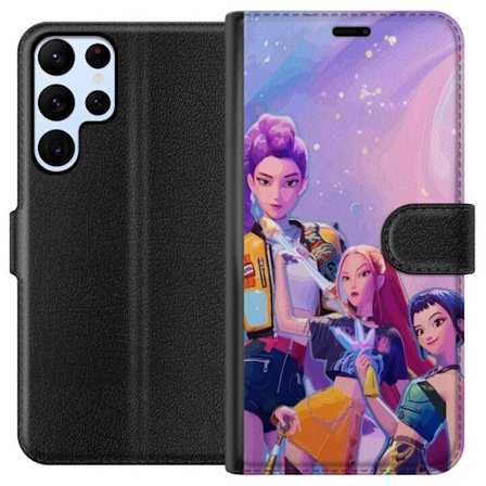 Kompatibelt Lommeboketui til Samsung Galaxy S22 Ultra 5G Futuristiske popdamer i neonfarger med magiske detaljer mot en drømmeaktig galaksebakgrunn