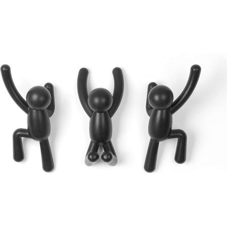 Wall Hooks Decorative Wall Coat Rack, Set of 3, Black.