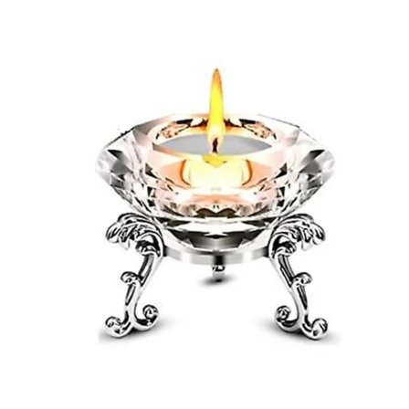 1 stk. krystal lysestage med metal trekant stativ til boligindretning