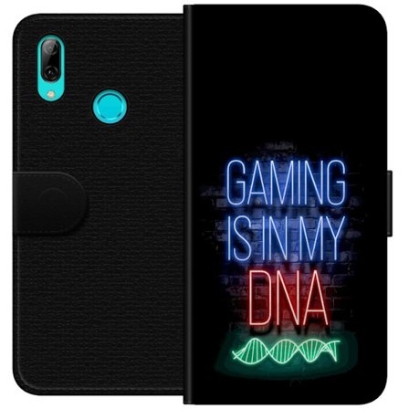 Kompatibel Tegnebogsetui til Huawei P smart 2019 Portræt af Viktor Gyökeres i grøn skjorte med løvemotiv og intens grøn atmosfære