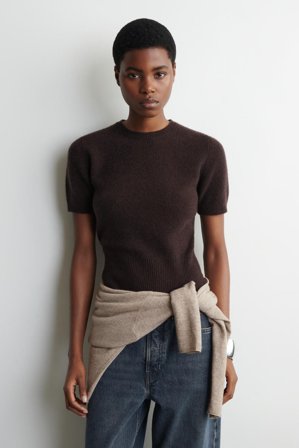 COS Women's Cashmere T-Shirt in Brown
