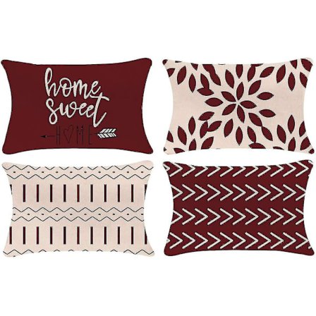 Vinröda Linneöverdrag 18x18 Soffa Kasta Dekorativ Utomhus