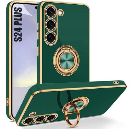 Ringfodral för Samsung Galaxy S24 Plus (S24+), Stötsäker Elegant Anti-Scratch Ultra Slim Midnight Green