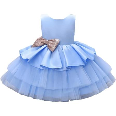 Cosplay Blomklänning för Flickor och Unga Vuxna Mode Blommig Midja Barn Fest Festival Klänning Åldrar 2-6 År Gammal Blå 6 År