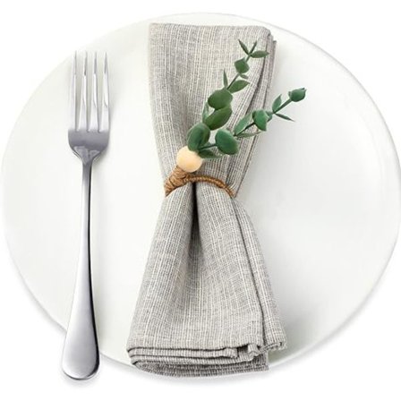 (12 stk) Vores Påske Servietringe Sæt Rustik Eukalyptus Serviet