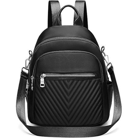 Rygsæk til damer, elegant skuldertaske 2 i 1 nylon vandtæt