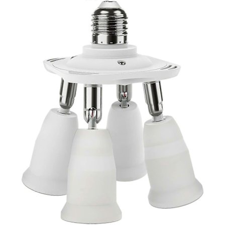 4-i-1 E27 Sokkel Splitter Adapter, Konverter Lysekrone Sokkel 10,5 * 10,5 * 12,5 Cm