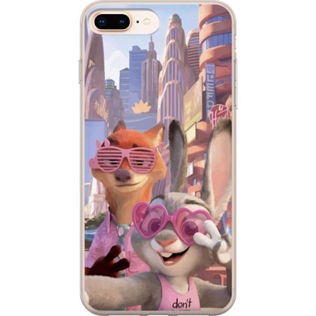 Yhteensopiva Puhelinkuori Apple Apple iPhone 7 Plus Animoituja eläimiä aurinkoisessa kaupunkiympäristössä, joilla on pinkit aurinkolasit ja posit