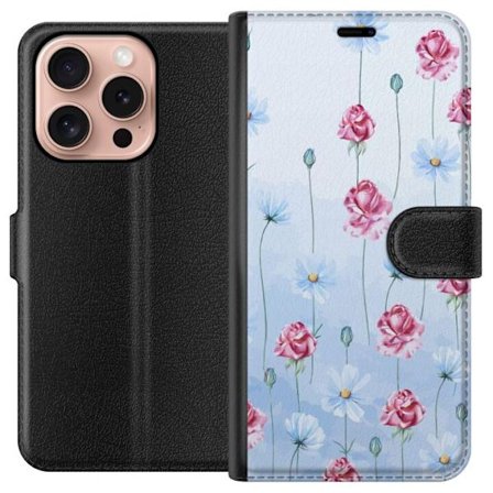 Kompatibel Tegnebogsetui til Apple iPhone 16 Pro Petal Reverie Sky Blue