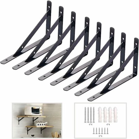 8 pakker industrielle væghyldebeslag, 150 x 95 mm metalbeslag, trekant hyldebeslag, kraftigt 90 graders metalbeslag, til garage, køkken, vær
