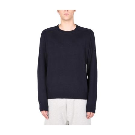 Maison Margiela, Crew Neck Sweater Blauw, Heren, Maat:L,Patches