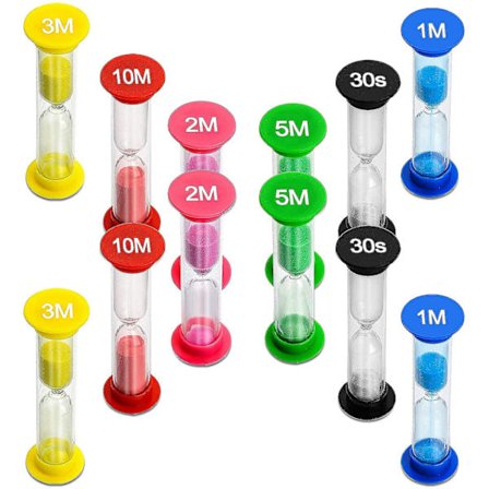 12 stk. Timeglassett i plast, dedikert til spill og sport
