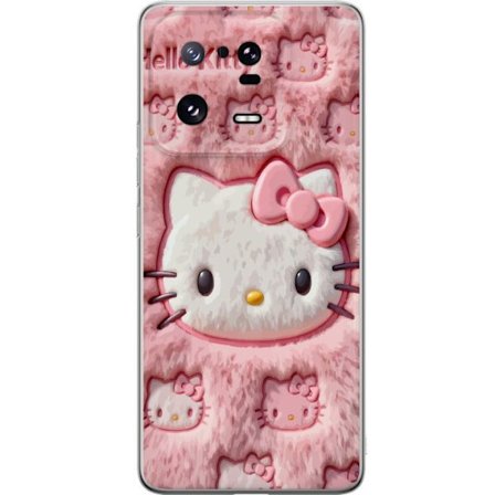 Kompatibelt Mobildeksel til Xiaomi 13 Pro Hello Kitty rosa fluffy bakgrunn med ikoniskt ansikt og kawaii-estetikk