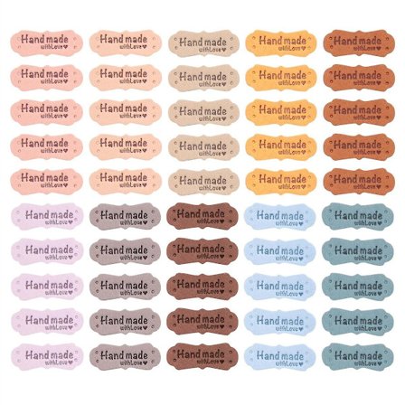 50 st Pu Läder Etiketter Taggar För Handgjorda Diy Mössor Väskor Med Kärlek Etikett För Kläder Sy Etiketter Acc