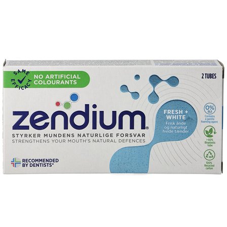 Zendium Fresh+White Tandpasta 2 x 50 ml, Medicin & Pleje, Mund & Tandpleje, Tandpasta