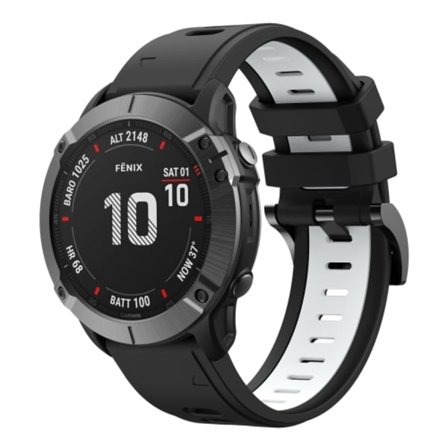 För Garmin Fenix ​​6X Sapphire 26mm Tvåfärgad Sports Silikon Watch Band