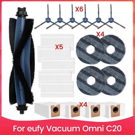 Reservedeler for støvsuger Omni C20 hovedsidebørste Hepa filter moppeklut støvposer tilbehørssett