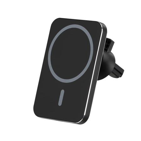 Magnetisk Bilhållare med Trådlös laddning 15W - Svart Black
