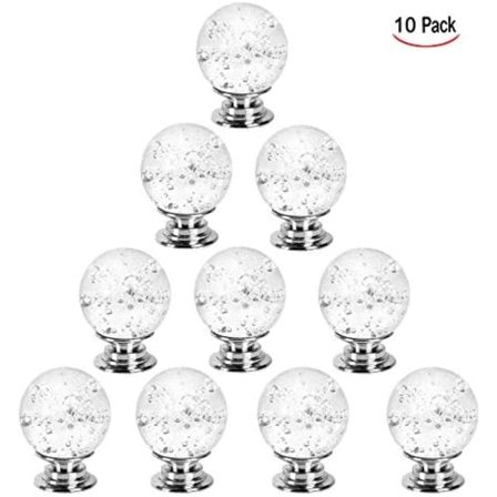 10 stk. klare glasdørgreb, skuffeskabshåndtag dekoration (sølv)