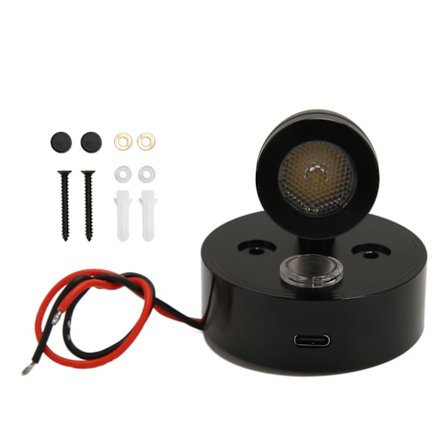 RV-interiörbelysning RV dimbar läslampa med USB-laddningsport för campingfordonshytt släpvagn DC 12‐24V RV235 trefärgad svart